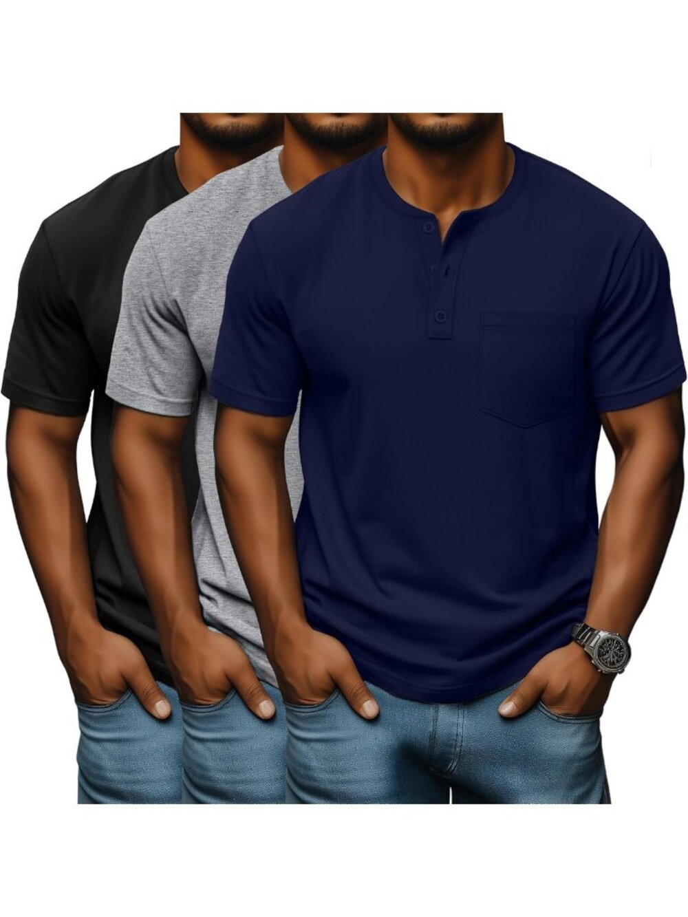 3 Pack Men's Big & Tall Comfortable T-Shirts - Perfect for Everyday Wear